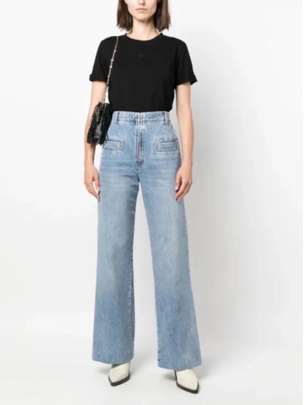 SANDRO High-Waist Wide-Leg Light Blue Jeans - Picture 10 of 17